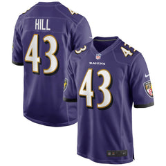 Baltimore Ravens Nike Justice Hill  Game Jersey