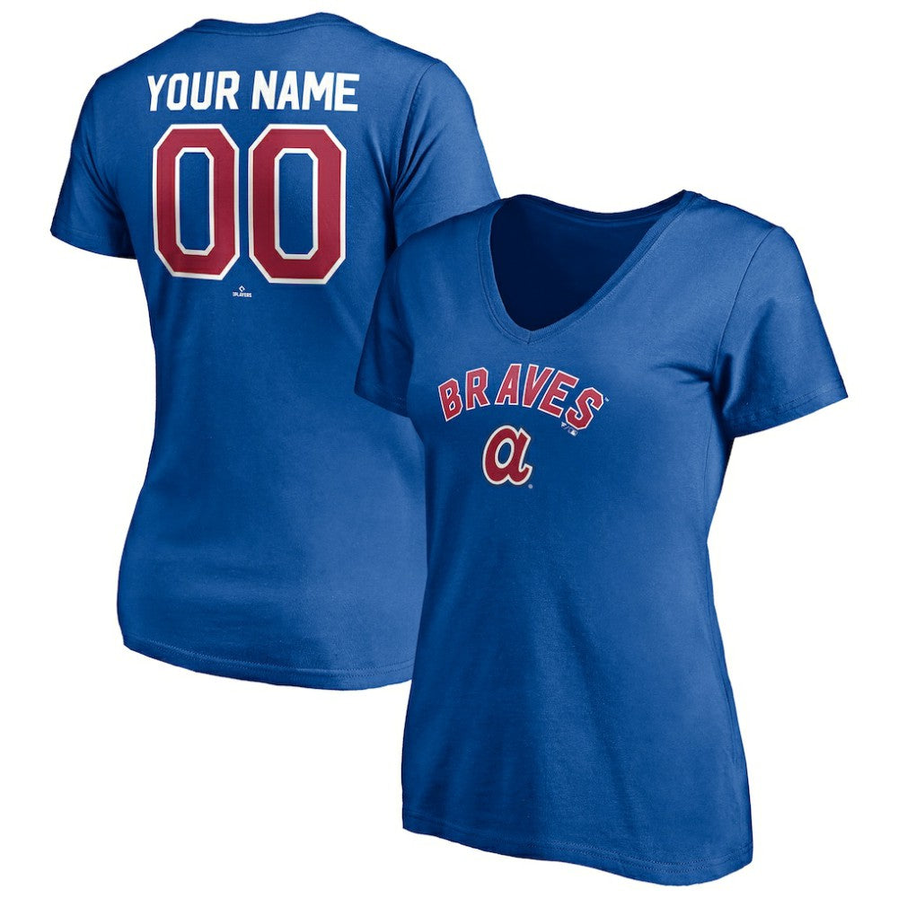 Atlanta Braves Women's Cooperstown Winning Streak Personalized Name & Number V-Neck T-Shirt | MLB Outlet