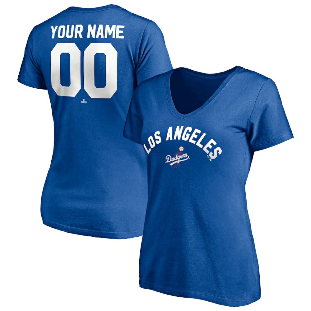 Los Angeles Dodgers Women's Cooperstown Winning Streak Personalized Name & Number V-Neck T-Shirt | MLB For sale
