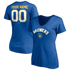 Milwaukee Brewers Women's Cooperstown Winning Streak Personalized Name & Number V-Neck T-Shirt | MLB Near me