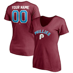 Philadelphia Phillies Women's Cooperstown Winning Streak Alternate Personalized Name & Number V-Neck T-Shirt | MLB Shop