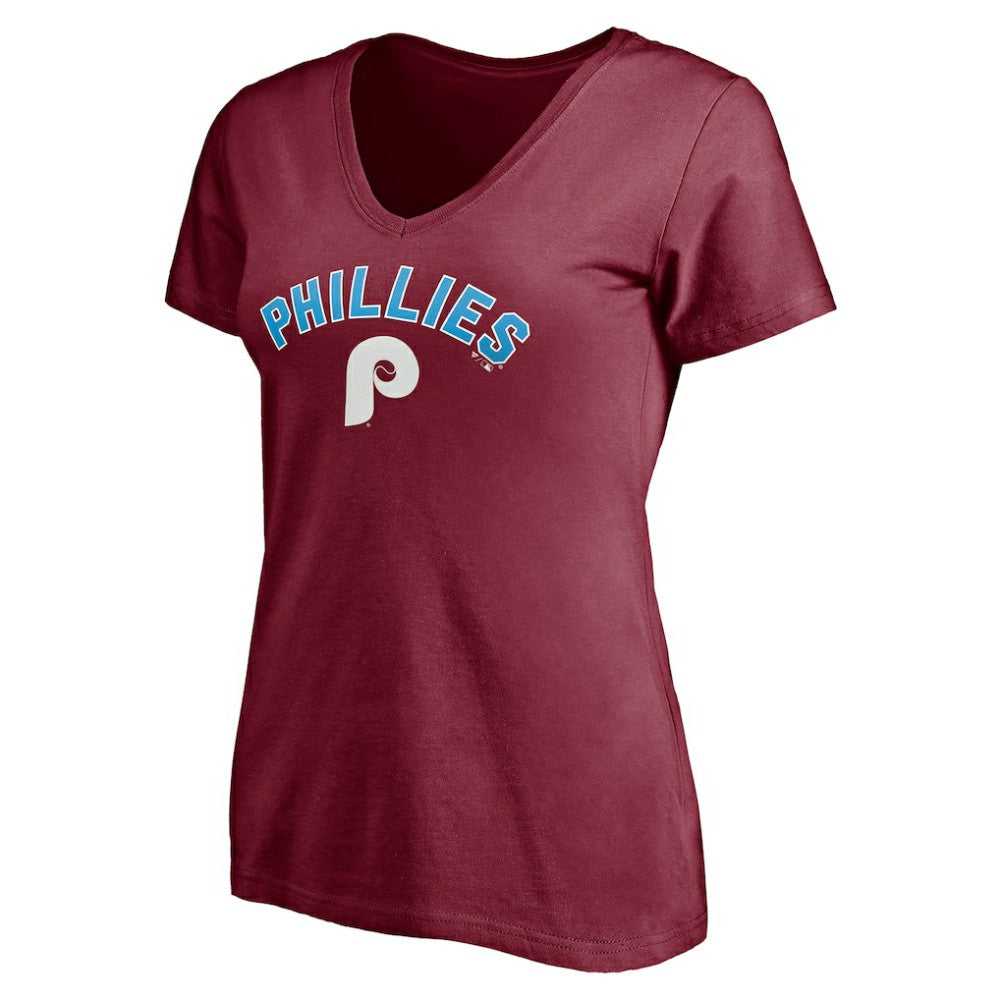 Philadelphia Phillies Women's Cooperstown Winning Streak Alternate Personalized Name & Number V-Neck T-Shirt | MLB Shop