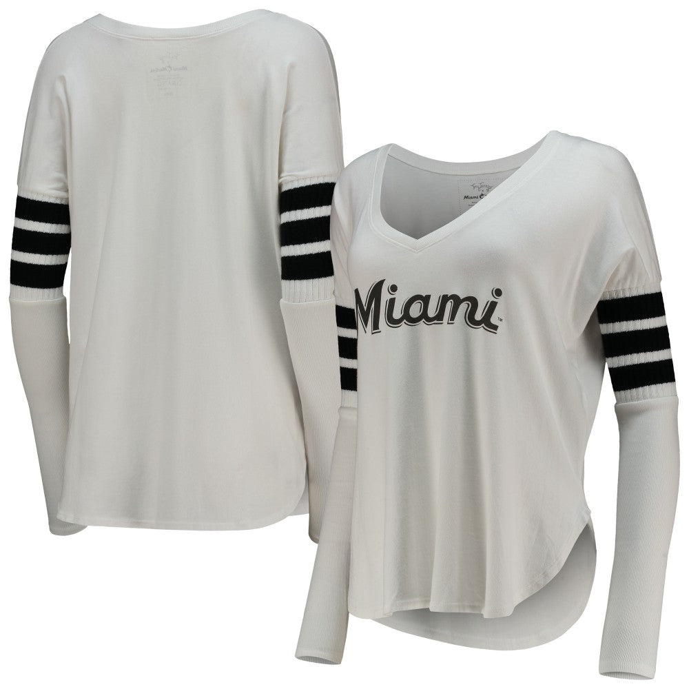 Miami Marlins Tiny Turnip Women's Jalynne Jersey Tri-Blend Long Sleeve V-Neck T-Shirt | MLB Online
