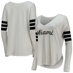 Miami Marlins Tiny Turnip Women's Jalynne Jersey Tri-Blend Long Sleeve V-Neck T-Shirt | MLB Online