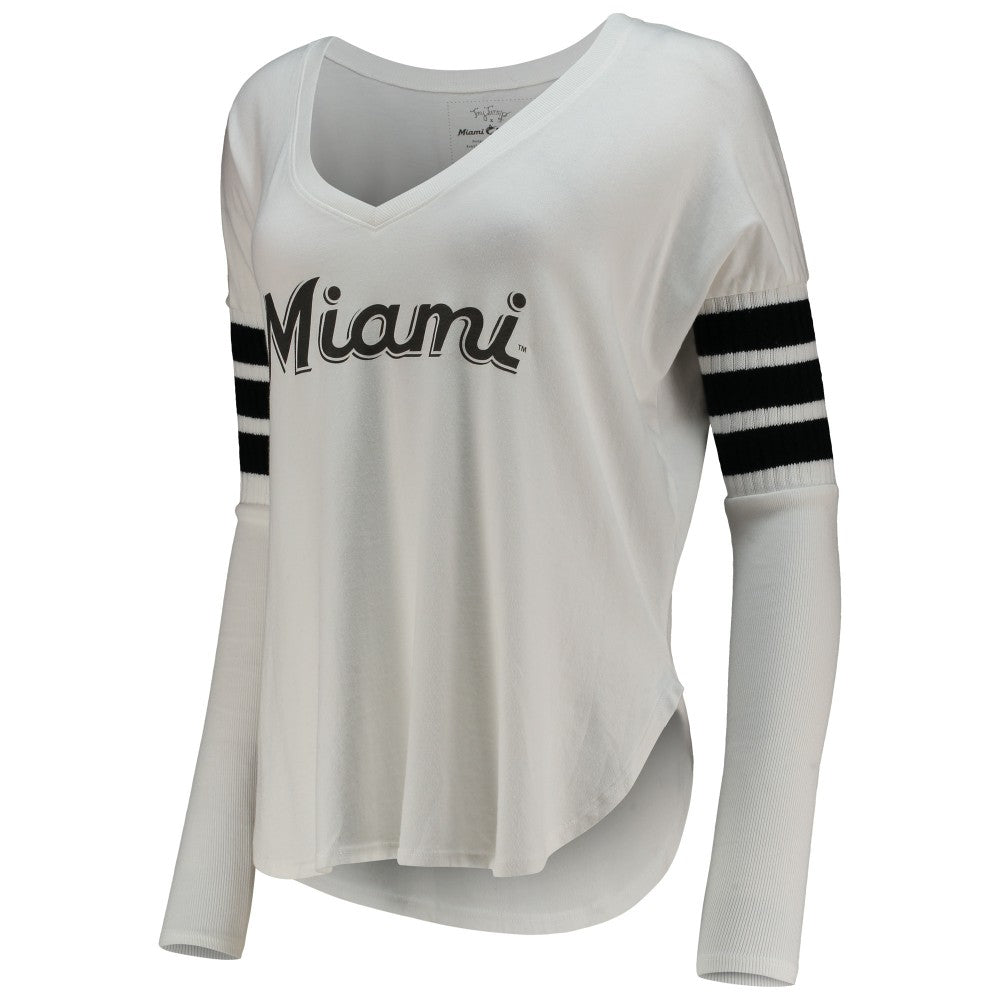 Miami Marlins Tiny Turnip Women's Jalynne Jersey Tri-Blend Long Sleeve V-Neck T-Shirt | MLB Online