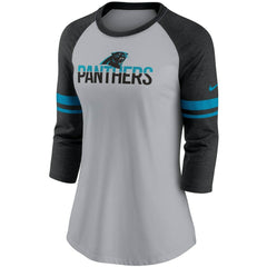 Carolina Panthers Nike Women's Stripe Mesh Nickname Tri-Blend 3/4-Sleeve T-Shirt
