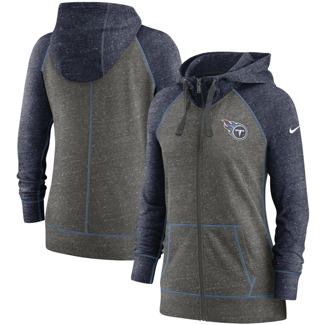 Tennessee Titans Nike Women's Gym Vintage Raglan Full-Zip Hoodie