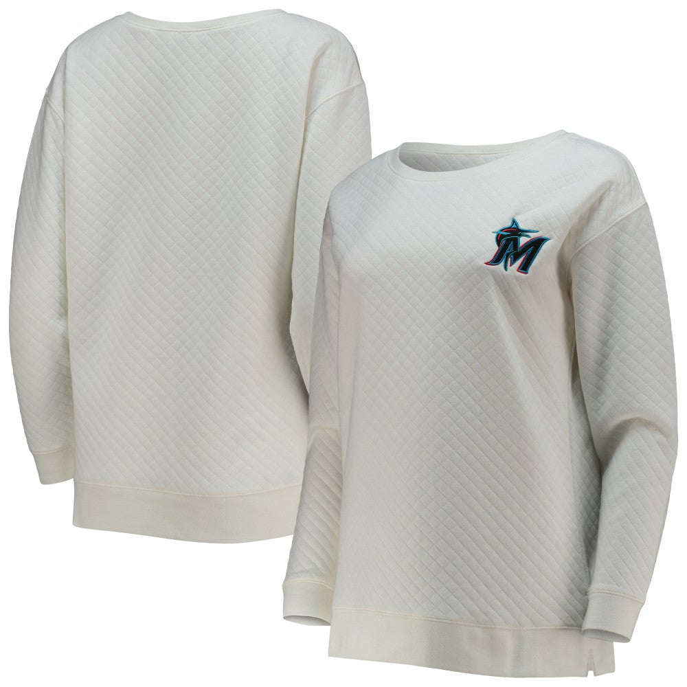 Miami Marlins Concepts Sport Women's Quilted Pullover Sweatshirt | MLB Discount