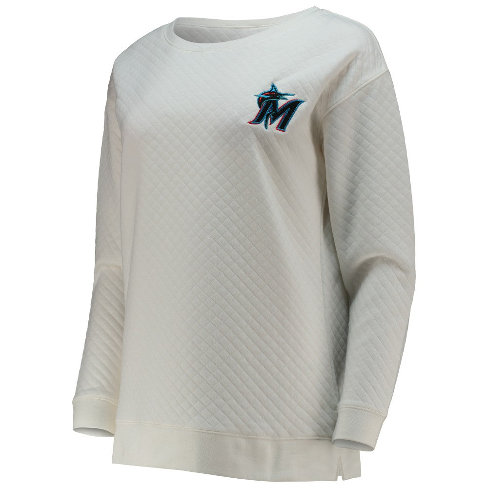 Miami Marlins Concepts Sport Women's Quilted Pullover Sweatshirt | MLB Discount