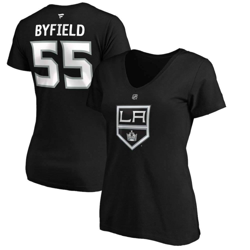 Quinton Byfield Los Angeles Kings Fanatics Women's Authentic Stack Name & Number V-Neck T-Shirt Online