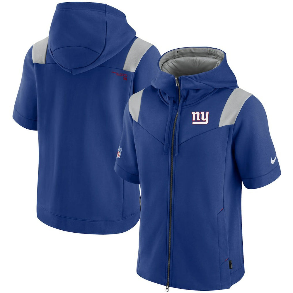 New York Giants Nike Sideline Showout Short Sleeve Full-Zip Hoodie