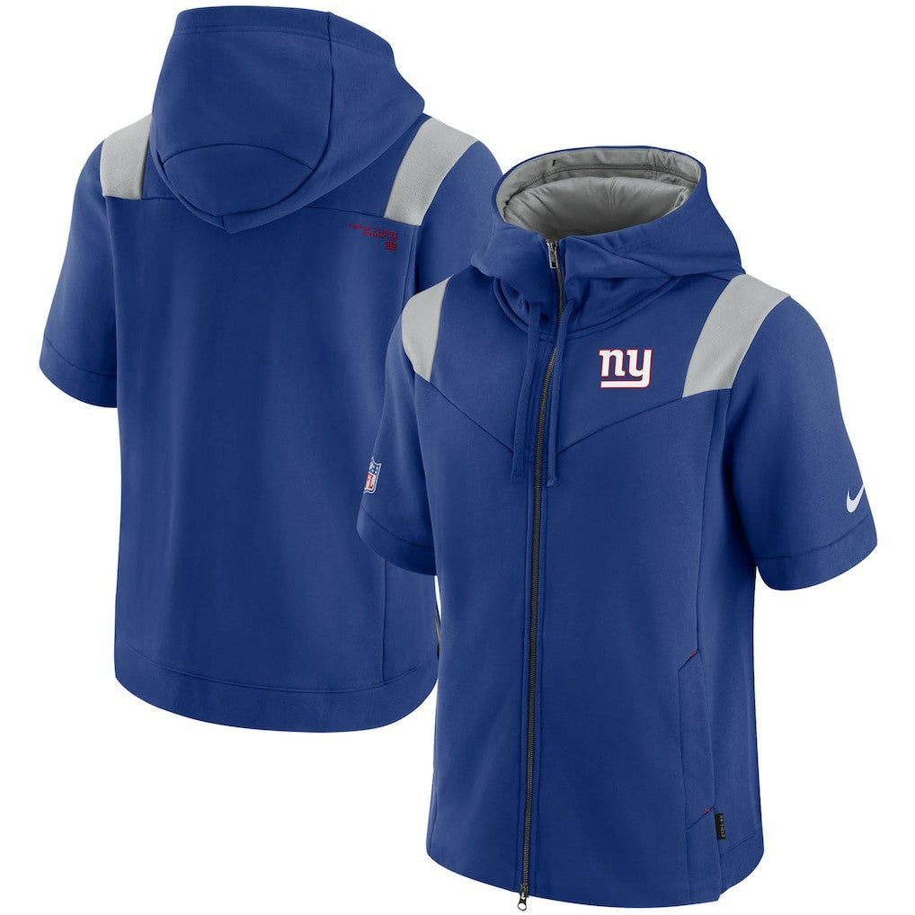 New York Giants Nike Sideline Showout Short Sleeve Full-Zip Hoodie