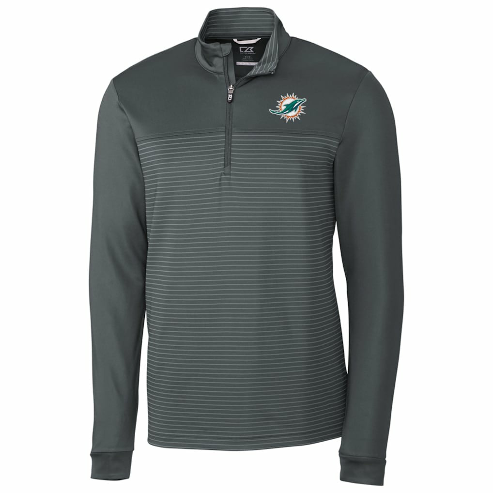 Miami Dolphins  Cutter & Buck Traverse Stripe Quarter-Zip Pullover Jacket