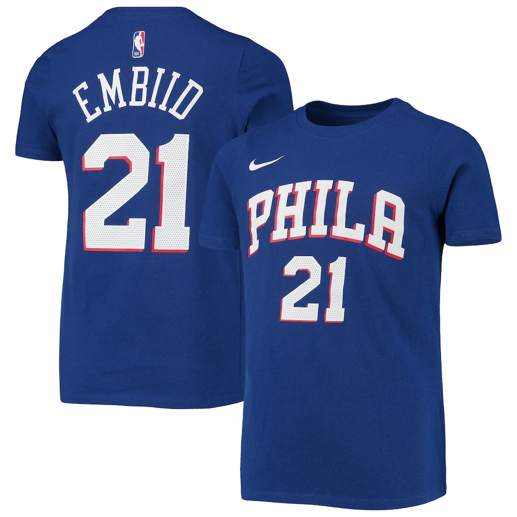 Joel Embiid Philadelphia 76ers Youth Logo Name & Number Performance T-Shirt Online