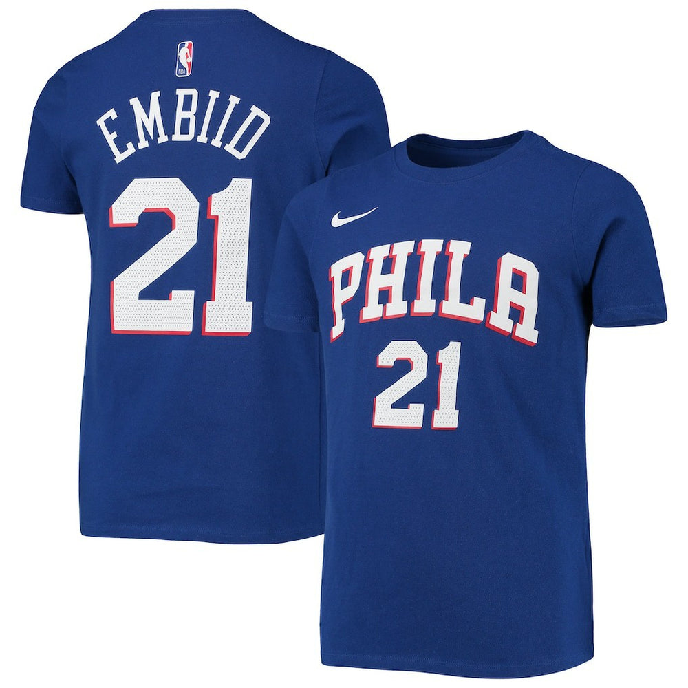 Joel Embiid Philadelphia 76ers Youth Logo Name & Number Performance T-Shirt Online