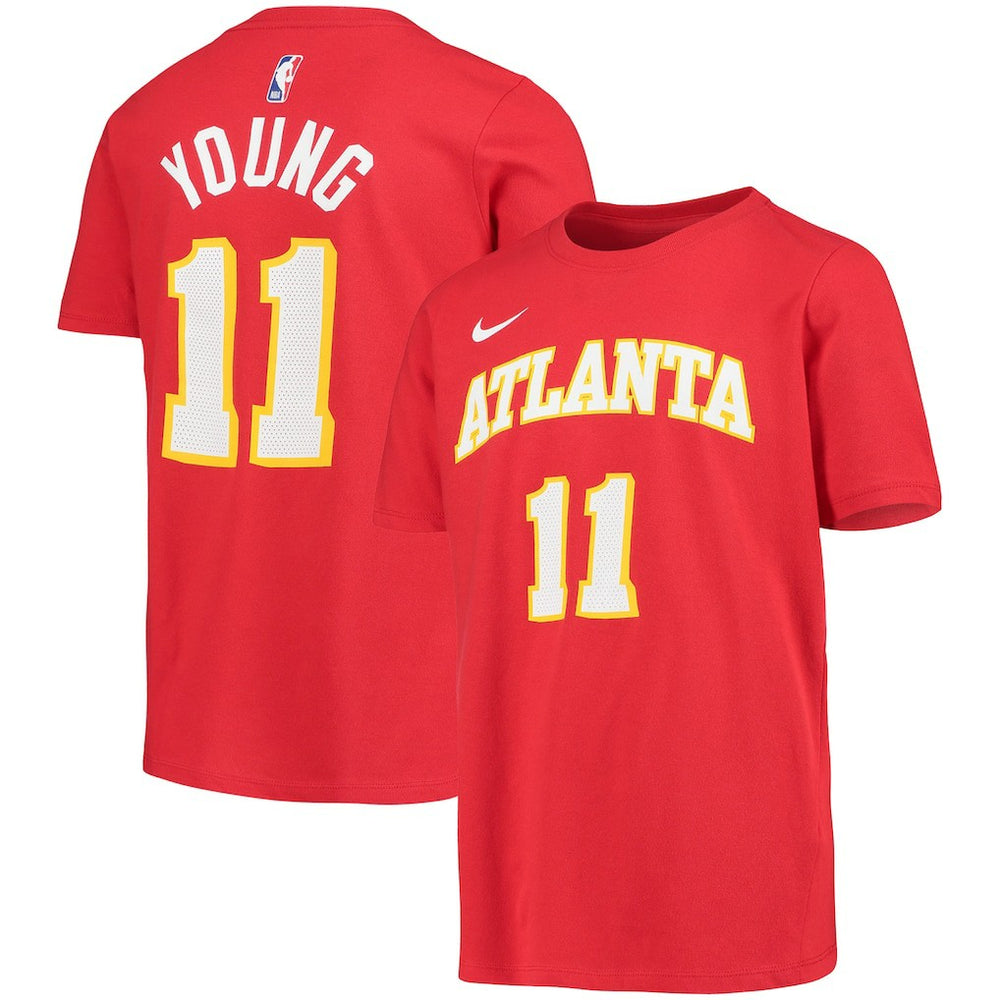 Trae Young Atlanta Hawks Youth Logo Name & Number Performance T-Shirt On Sale