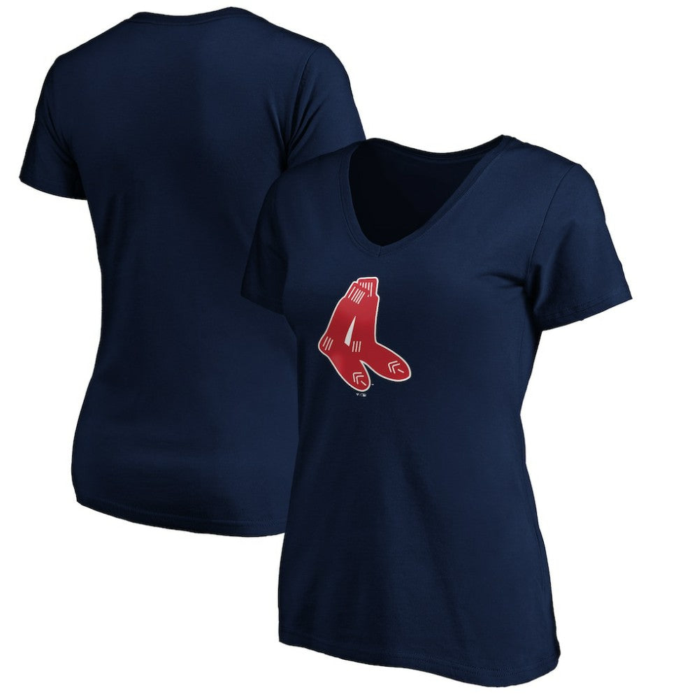 Boston Red Sox Women's Cooperstown Collection Huntington Logo V-Neck T-Shirt | MLB Sale