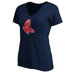 Boston Red Sox Women's Cooperstown Collection Huntington Logo V-Neck T-Shirt | MLB Sale