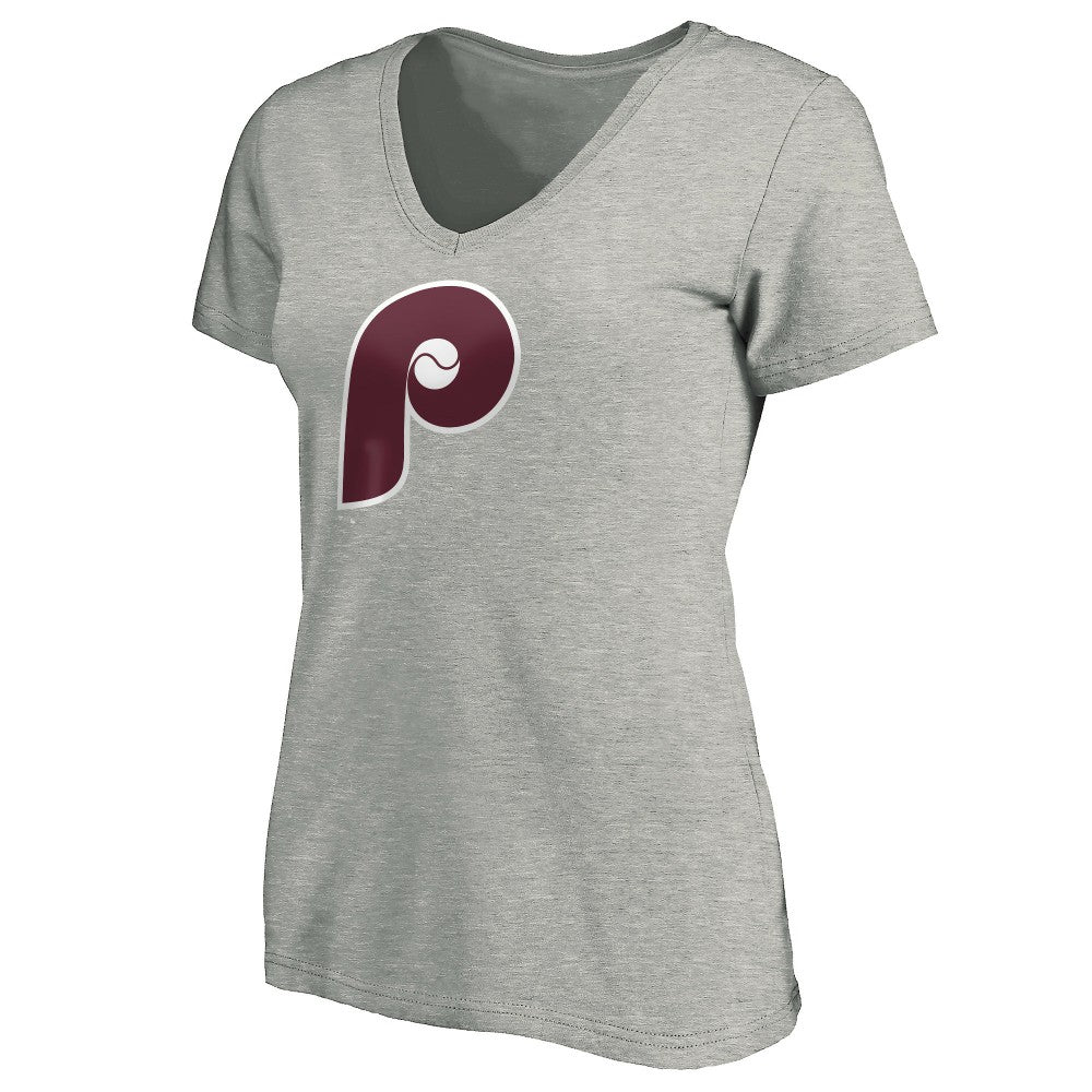 Philadelphia Phillies Women's Cooperstown Collection Huntington Logo V-Neck T-Shirt | MLB Online