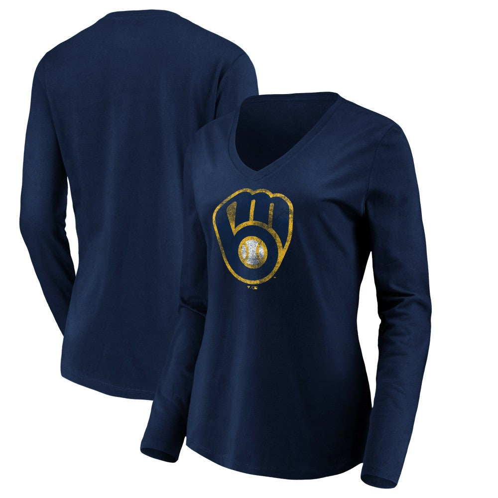 Milwaukee Brewers Women's Core Distressed Team Long Sleeve T-Shirt | MLB Online