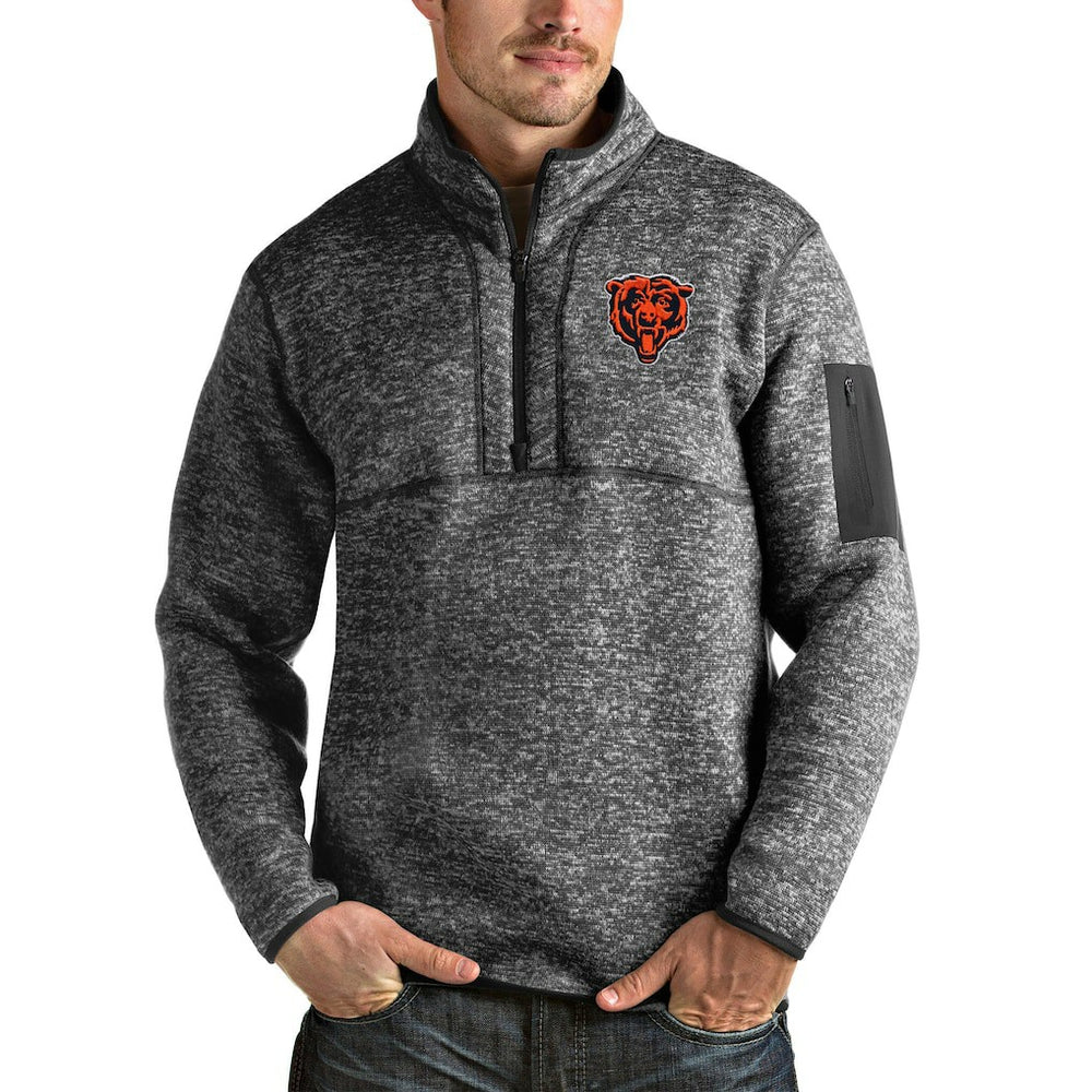 Chicago Bears  Antigua Bear Head Fortune Quarter-Zip Pullover Jacket