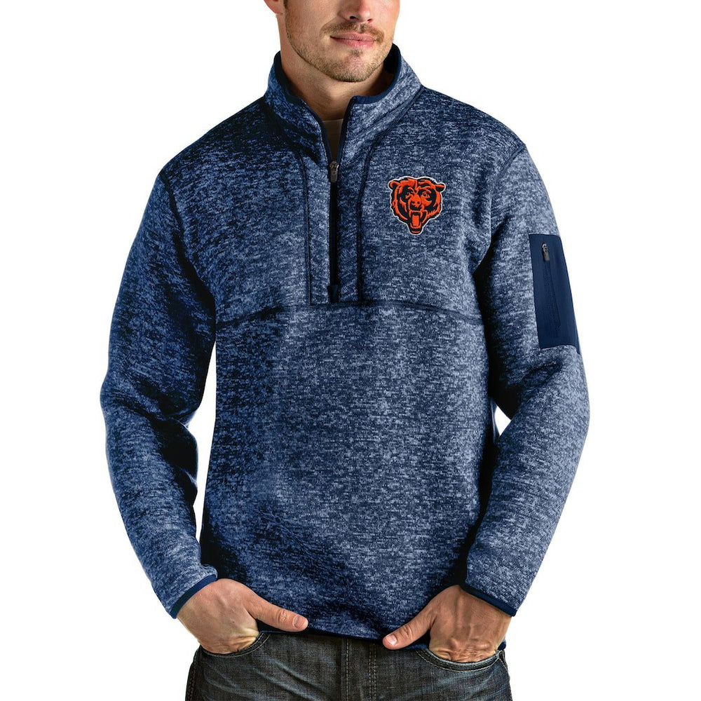 Chicago Bears  Antigua Bear Head Fortune Quarter-Zip Pullover Jacket