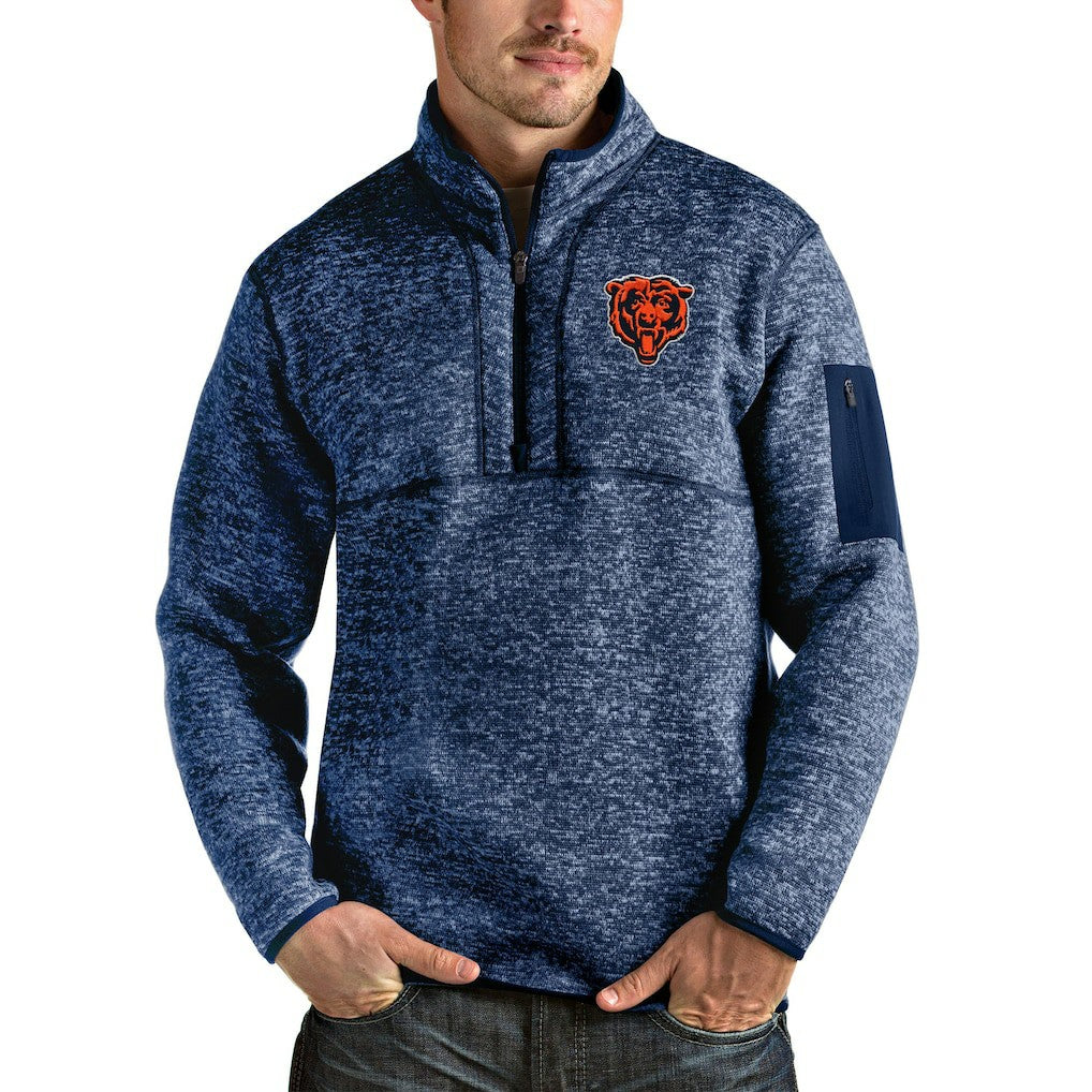 Chicago Bears  Antigua Bear Head Fortune Quarter-Zip Pullover Jacket