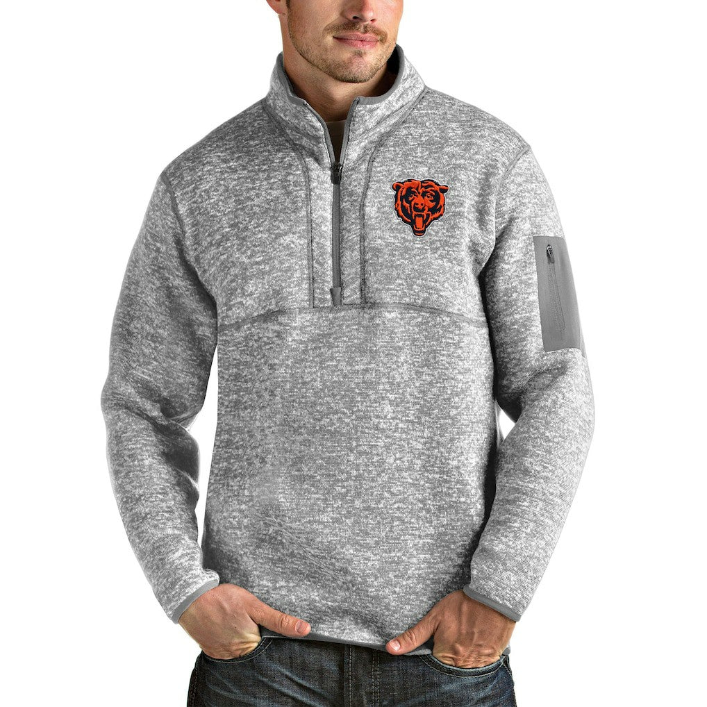 Chicago Bears  Antigua Bear Head Fortune Quarter-Zip Pullover Jacket