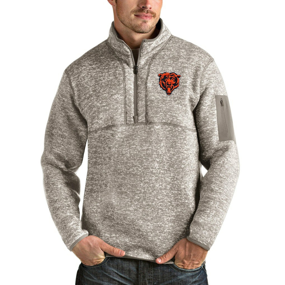 Chicago Bears  Antigua Bear Head Fortune Quarter-Zip Pullover Jacket