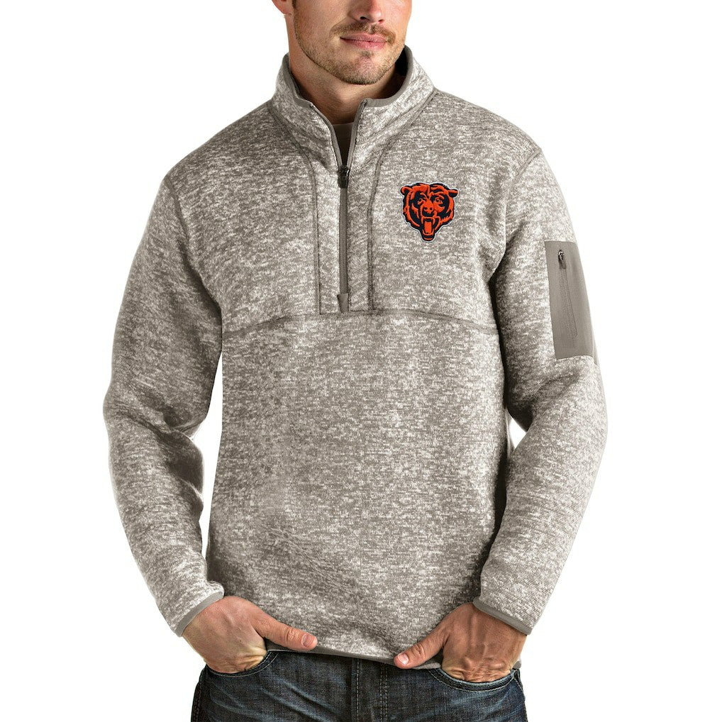Chicago Bears  Antigua Bear Head Fortune Quarter-Zip Pullover Jacket
