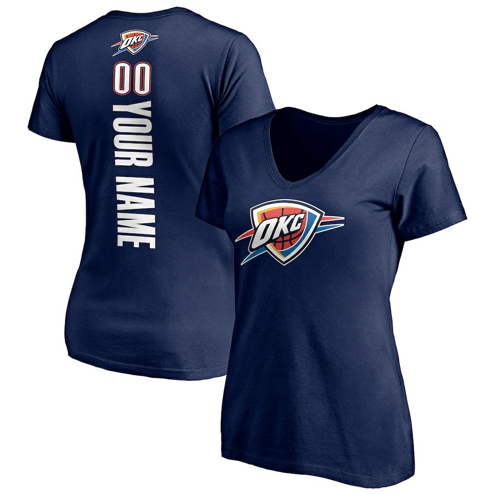 Oklahoma City Thunder Women's Playmaker Personalized Name & Number V-Neck T-Shirt Discount