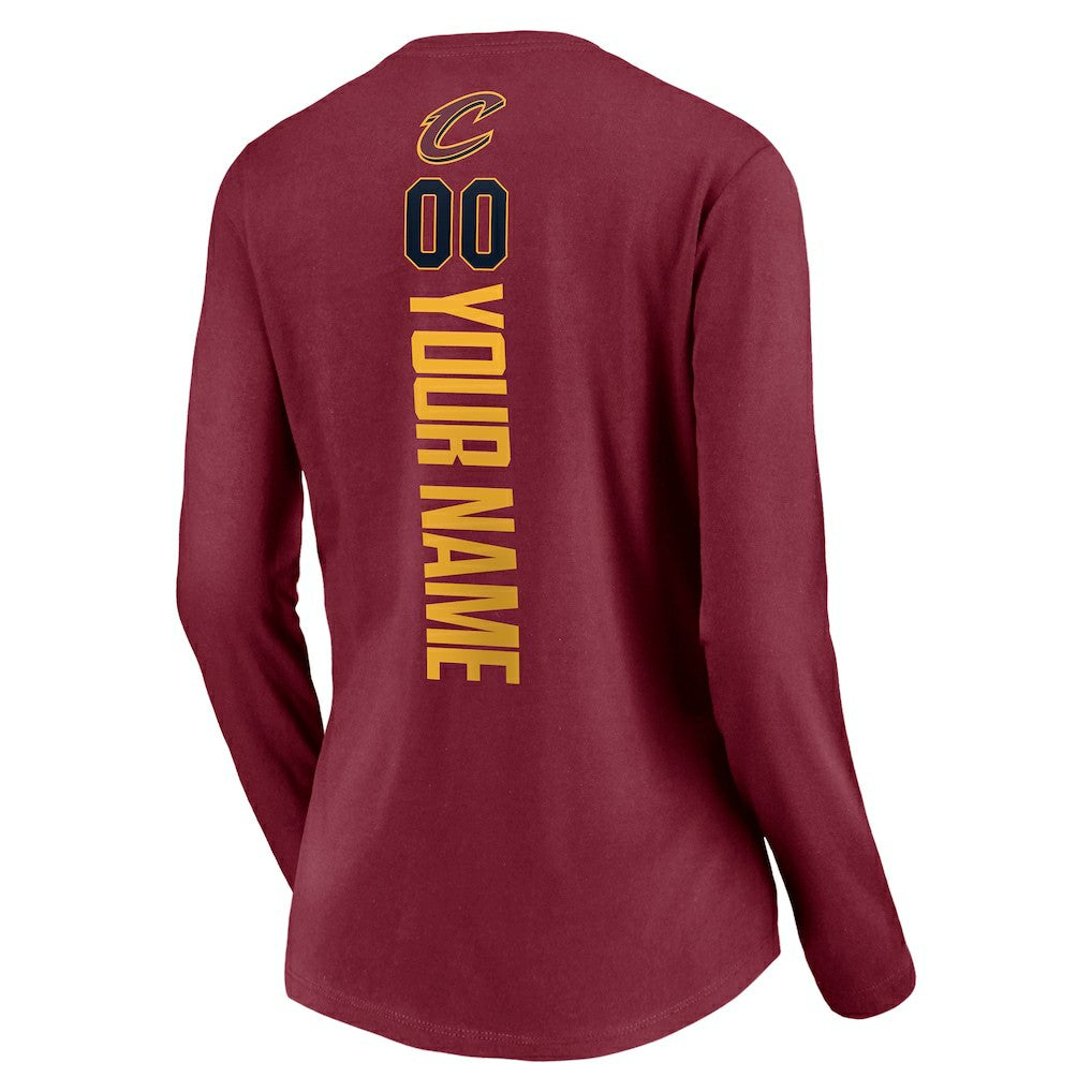 Cleveland Cavaliers Women's Playmaker Personalized Name & Number Long Sleeve V-Neck T-Shirt sale Online