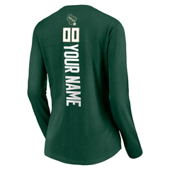 Milwaukee Bucks Women's Playmaker Personalized Name & Number Long Sleeve V-Neck T-Shirt Discount