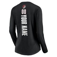 Portland Trail Blazers Women's Playmaker Personalized Name & Number Long Sleeve V-Neck T-Shirt New