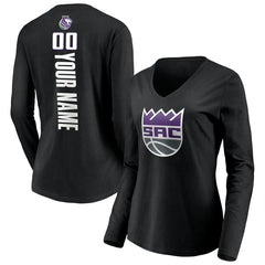 Sacramento Kings Women's Playmaker Personalized Name & Number Long Sleeve V-Neck T-Shirt Discount