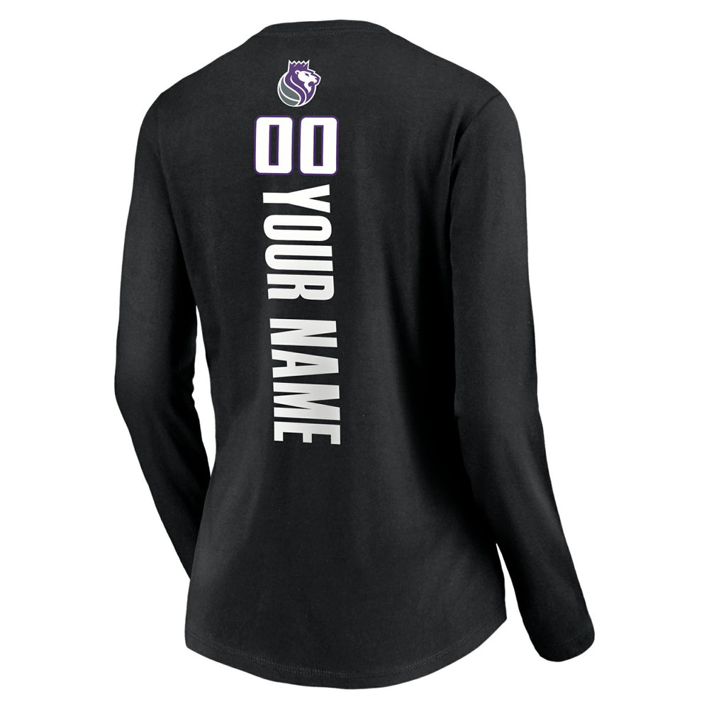 Sacramento Kings Women's Playmaker Personalized Name & Number Long Sleeve V-Neck T-Shirt Discount