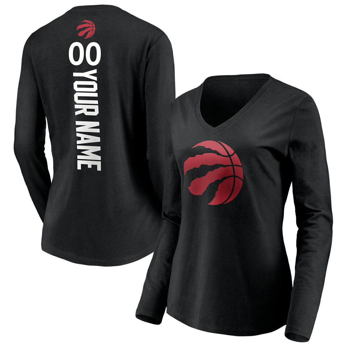 Toronto Raptors Women's Playmaker Personalized Name & Number Long Sleeve V-Neck T-Shirt Online