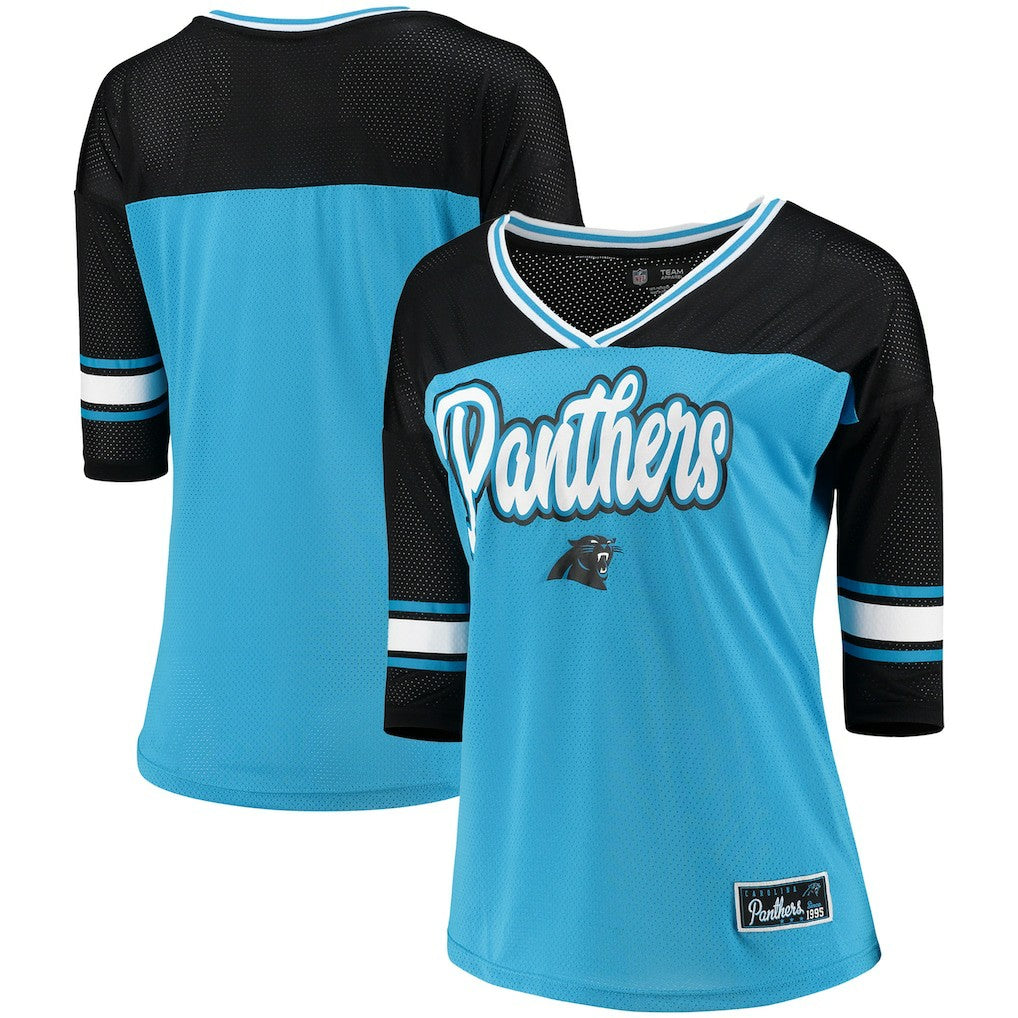 Carolina Panthers New Era 5th & Ocean by  Women's Mesh Long Sleeve T-Shirt