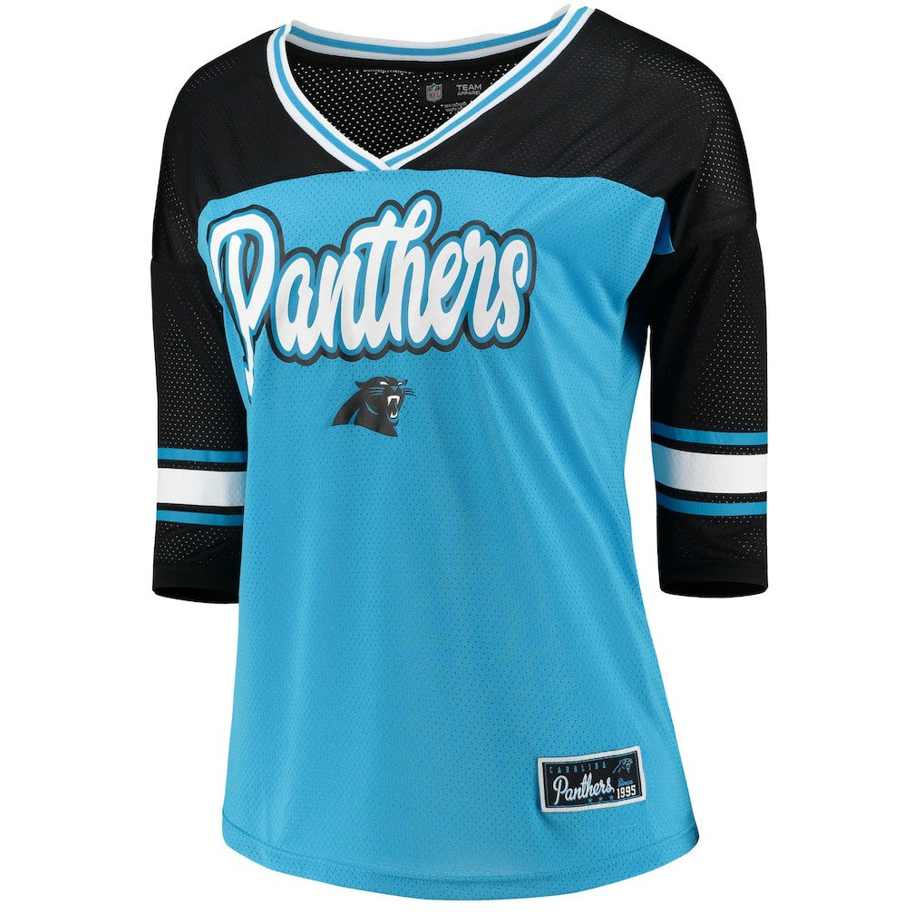 Carolina Panthers New Era 5th & Ocean by  Women's Mesh Long Sleeve T-Shirt