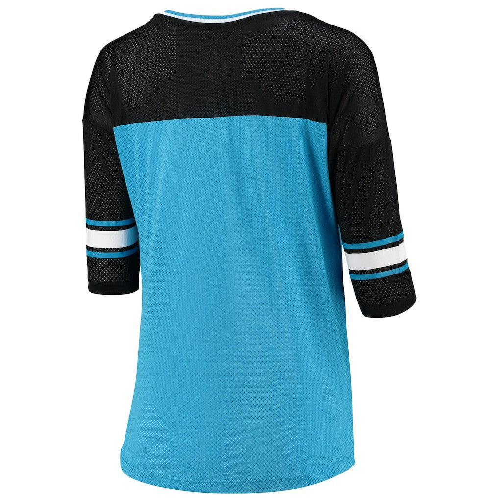 Carolina Panthers New Era 5th & Ocean by  Women's Mesh Long Sleeve T-Shirt