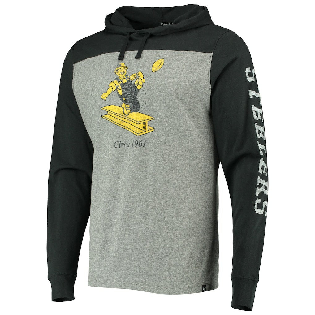 Pittsburgh Steelers 47 brand '47 Franklin Wooster Throwback Long Sleeve Hoodie T-Shirt