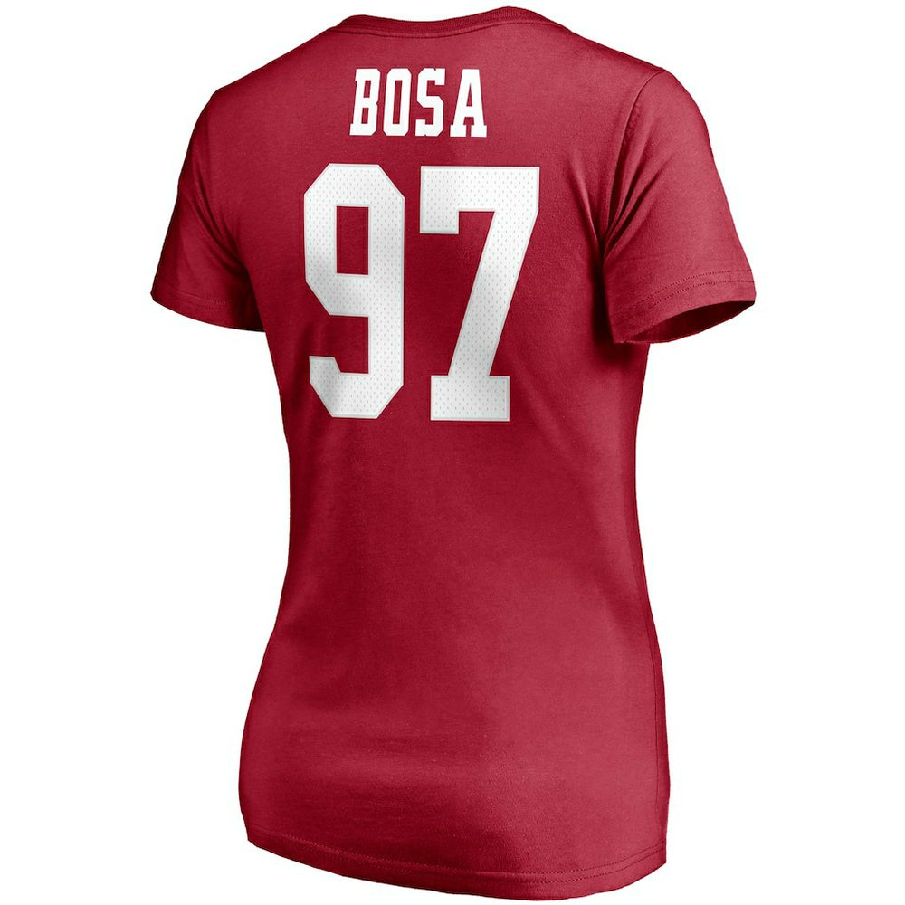 San Francisco 49ers Fanatics Nick Bosa  Women's Player Icon Name & Number V-Neck T-Shirt