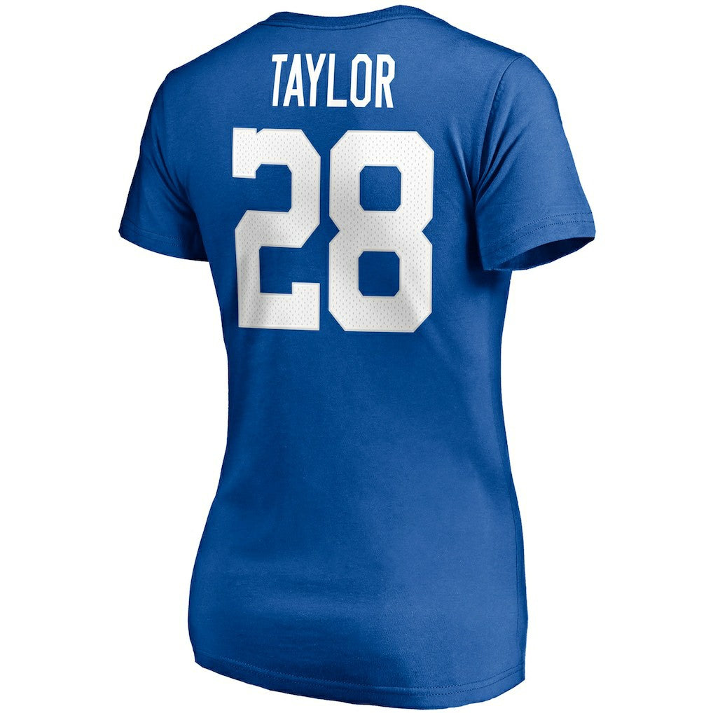 Indianapolis Colts Fanatics Jonathan Taylor  Women's Player Icon Name & Number V-Neck T-Shirt