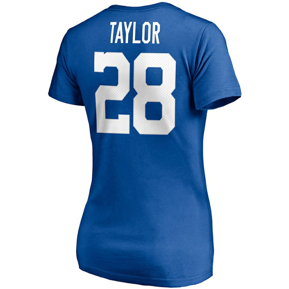 Indianapolis Colts Fanatics Jonathan Taylor  Women's Player Icon Name & Number V-Neck T-Shirt