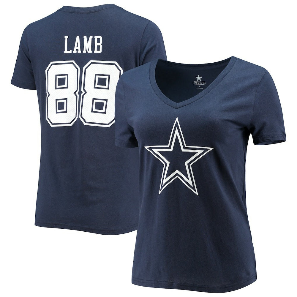 Dallas Cowboys Fanatics CeeDee Lamb  Women's Player Icon Name & Number V-Neck T-Shirt