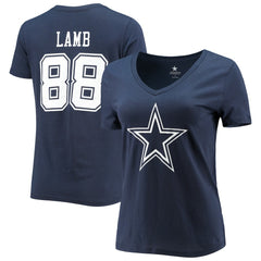 Dallas Cowboys Fanatics CeeDee Lamb  Women's Player Icon Name & Number V-Neck T-Shirt