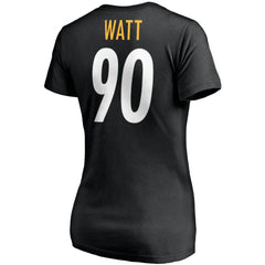 Pittsburgh Steelers Fanatics T.J. Watt  Women's Player Icon Name & Number V-Neck T-Shirt
