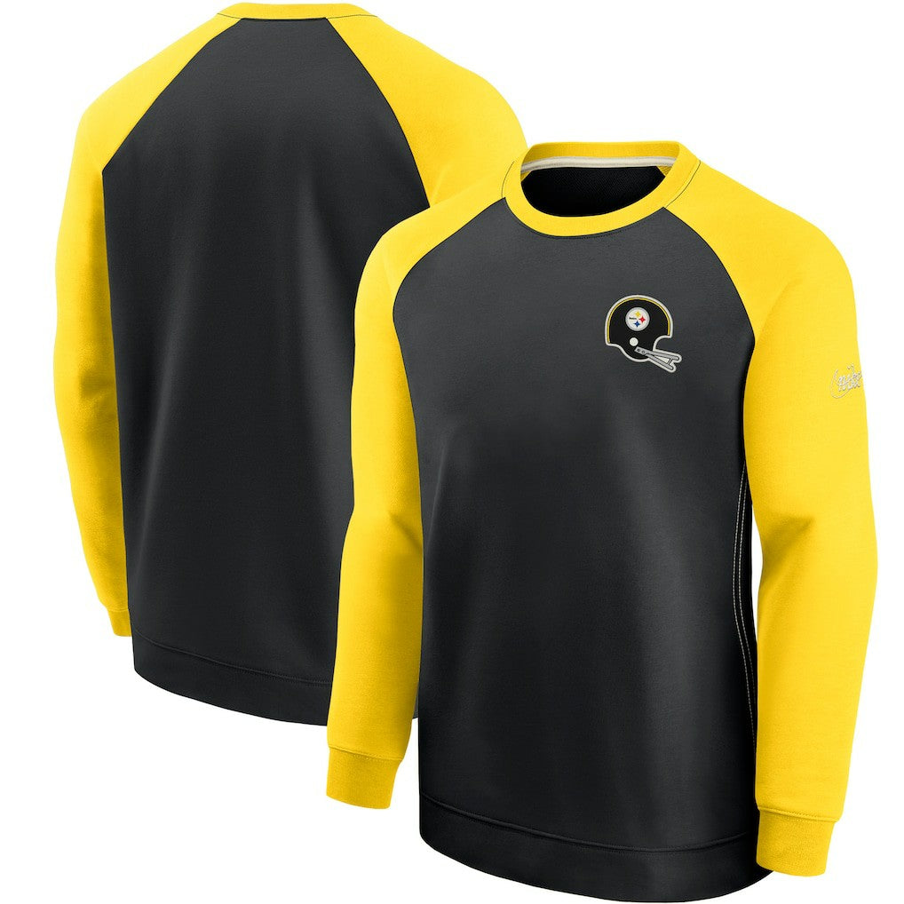 Pittsburgh Steelers Nike Historic Raglan Crew Performance Sweater
