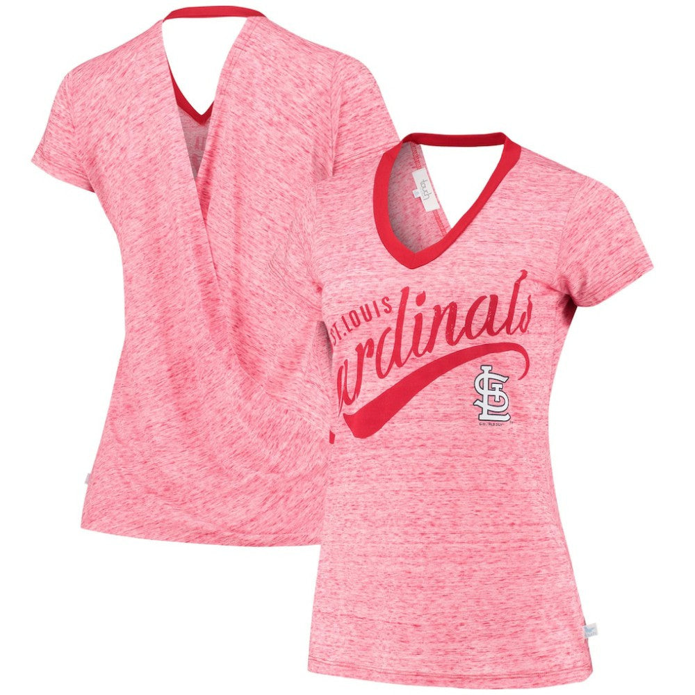 St. Louis Cardinals Touch Women's Hail Mary V-Neck Back Wrap T-Shirt | MLB New