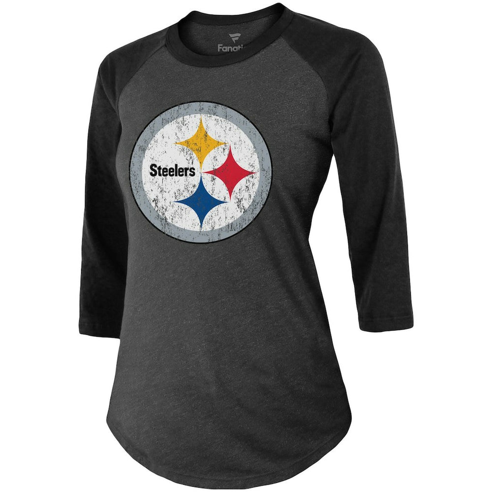 Pittsburgh Steelers Fanatics Chase Claypool  Women's Team Player Name & Number Tri-Blend Raglan 3/4-Sleeve T-Shirt